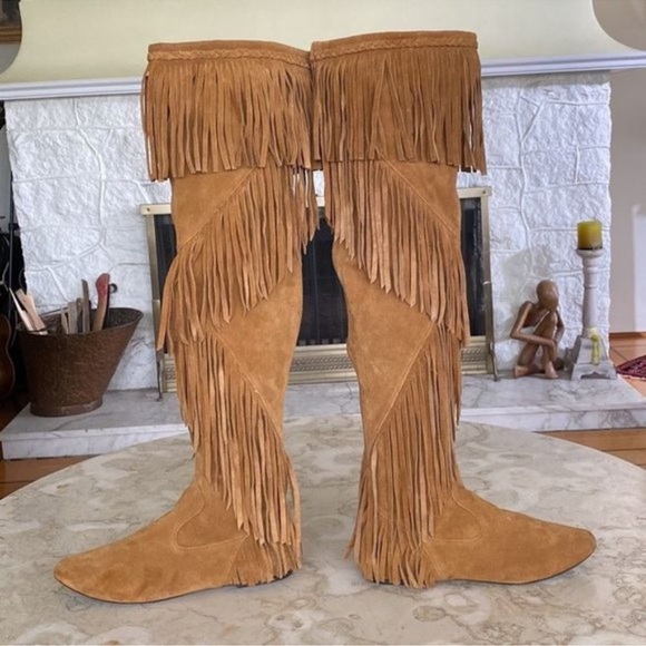 Suede Knee High Riding Style Boots "URI" Camel Womens 6 Sam Edelman Rockabilly - Picture 1 of 13
